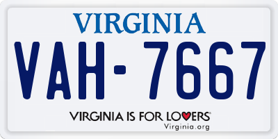 VA license plate VAH7667