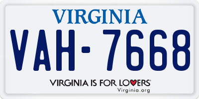 VA license plate VAH7668