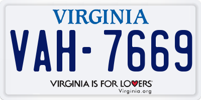 VA license plate VAH7669