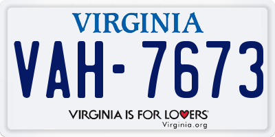 VA license plate VAH7673