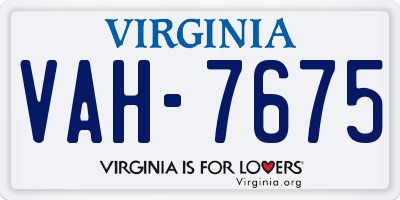 VA license plate VAH7675