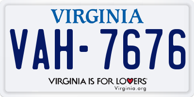 VA license plate VAH7676