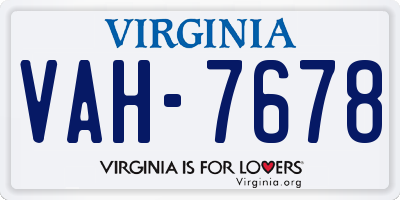 VA license plate VAH7678