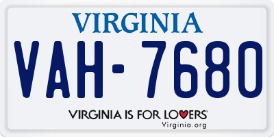 VA license plate VAH7680
