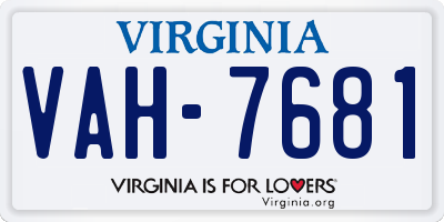 VA license plate VAH7681