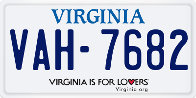 VA license plate VAH7682