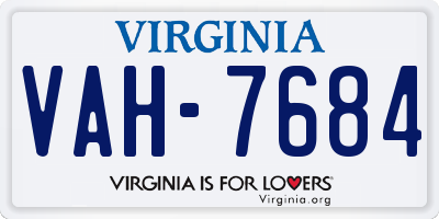 VA license plate VAH7684