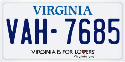 VA license plate VAH7685