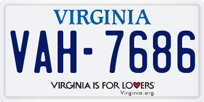 VA license plate VAH7686