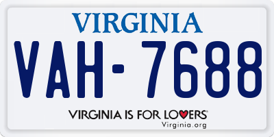 VA license plate VAH7688