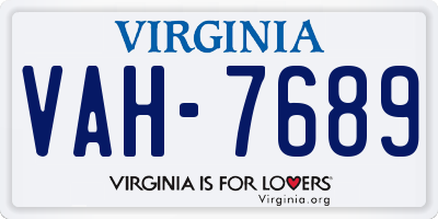 VA license plate VAH7689