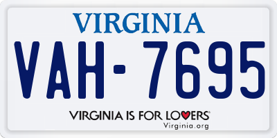 VA license plate VAH7695
