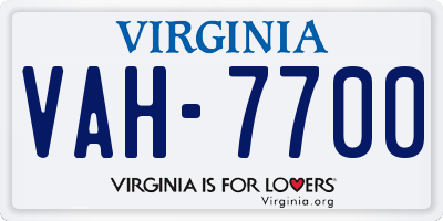 VA license plate VAH7700