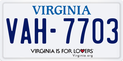 VA license plate VAH7703
