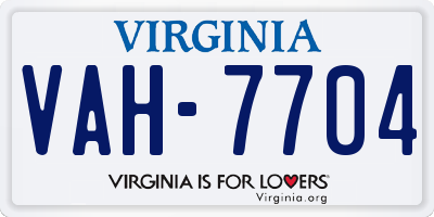 VA license plate VAH7704