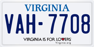 VA license plate VAH7708