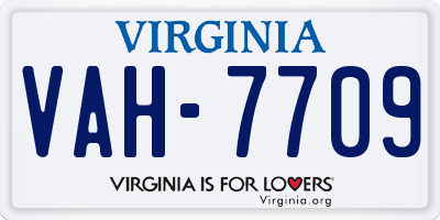 VA license plate VAH7709