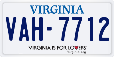 VA license plate VAH7712