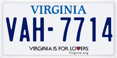 VA license plate VAH7714