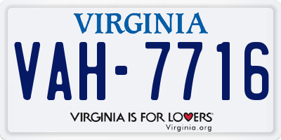 VA license plate VAH7716