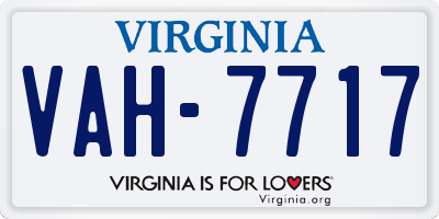 VA license plate VAH7717