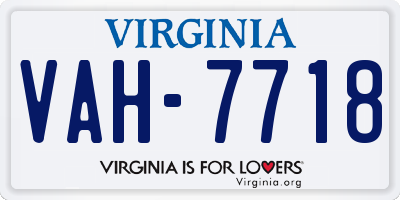 VA license plate VAH7718