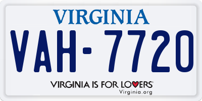 VA license plate VAH7720