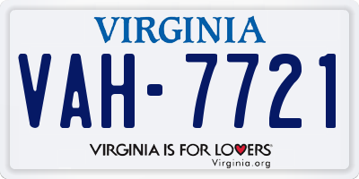 VA license plate VAH7721