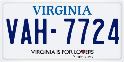 VA license plate VAH7724
