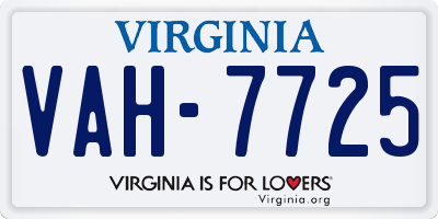 VA license plate VAH7725