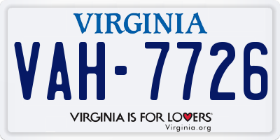 VA license plate VAH7726