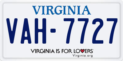 VA license plate VAH7727