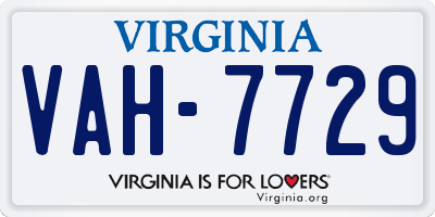 VA license plate VAH7729