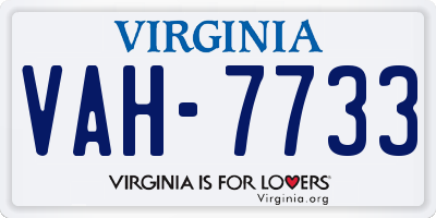 VA license plate VAH7733