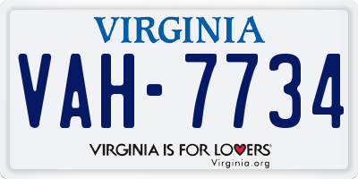 VA license plate VAH7734