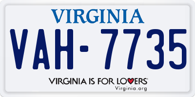 VA license plate VAH7735