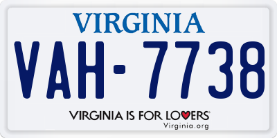 VA license plate VAH7738