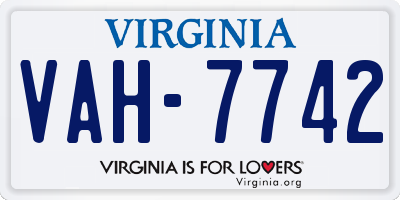 VA license plate VAH7742