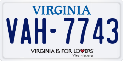VA license plate VAH7743