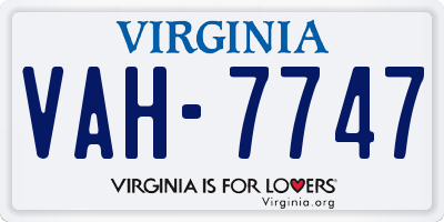 VA license plate VAH7747