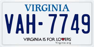 VA license plate VAH7749