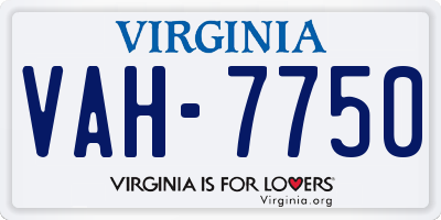 VA license plate VAH7750