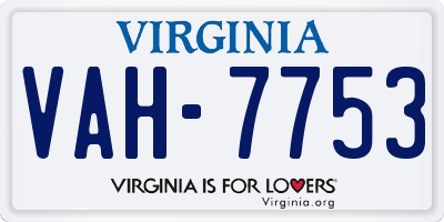 VA license plate VAH7753