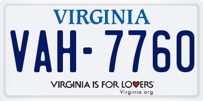 VA license plate VAH7760