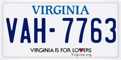 VA license plate VAH7763
