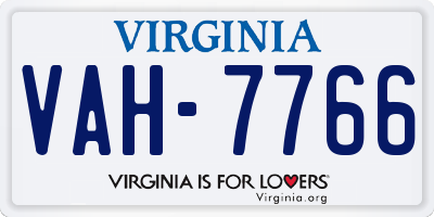 VA license plate VAH7766