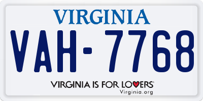 VA license plate VAH7768