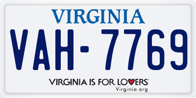 VA license plate VAH7769