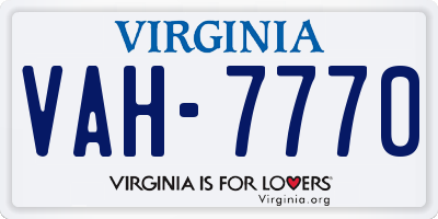 VA license plate VAH7770