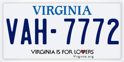 VA license plate VAH7772